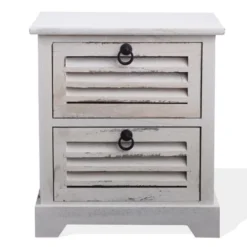 Mobili Rebecca Tables De Chevet Table De Chevet Avec 2 Tiroirs En Bois Et Blanc