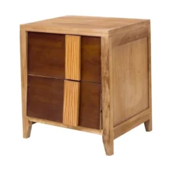 Mobili Rebecca Tables De Chevet Table De Chevet Avec 2 Tiroirs En Bois Marron -Tables De Chevet Soldes table de chevet avec 2 tiroirs en bois marron 3