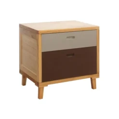 Mobili Rebecca Tables De Chevet Table De Chevet Avec 2 Tiroirs En Bois Marron -Tables De Chevet Soldes table de chevet avec 2 tiroirs en bois marron 8