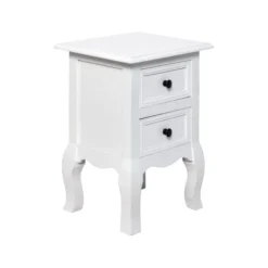 Mobili Rebecca Tables De Chevet Table De Chevet Avec 2 Tiroirs En MDF Blanc -Tables De Chevet Soldes table de chevet avec 2 tiroirs en mdf blanc 1