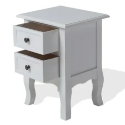 Mobili Rebecca Tables De Chevet Table De Chevet Avec 2 Tiroirs En MDF Blanc -Tables De Chevet Soldes table de chevet avec 2 tiroirs en mdf blanc 2