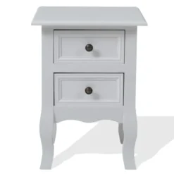 Mobili Rebecca Tables De Chevet Table De Chevet Avec 2 Tiroirs En MDF Blanc