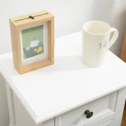 Mobili Rebecca Tables De Chevet Table De Chevet Avec 2 Tiroirs En MDF Blanc -Tables De Chevet Soldes table de chevet avec 2 tiroirs en mdf blanc 3