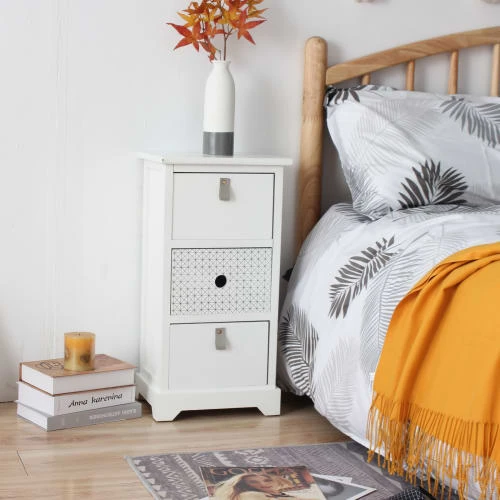 Mobili Rebecca Tables De Chevet Table De Chevet Avec 2 Tiroirs MDF Blanc 4 Mobili Rebecca Tables De Chevet Table De Chevet Avec 2 Tiroirs MDF Blanc – Image 2