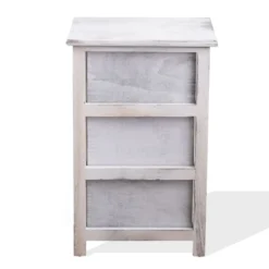 Mobili Rebecca Tables De Chevet Table De Chevet Avec 3 Tiroirs En Bois Blanc -Tables De Chevet Soldes table de chevet avec 3 tiroirs en bois blanc 11