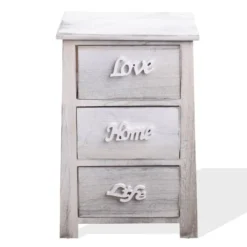 Mobili Rebecca Tables De Chevet Table De Chevet Avec 3 Tiroirs En Bois Blanc