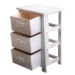 Mobili Rebecca Tables De Chevet Table De Chevet Avec 3 Tiroirs En Bois Blanc -Tables De Chevet Soldes table de chevet avec 3 tiroirs en bois blanc 9