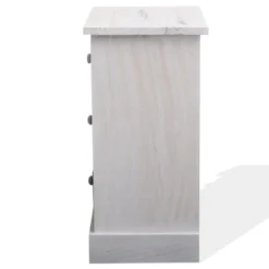 Mobili Rebecca Tables De Chevet Table De Chevet Avec 3 Tiroirs En Bois Blanc Et Beige Et Gris -Tables De Chevet Soldes table de chevet avec 3 tiroirs en bois blanc et beige et gris 4