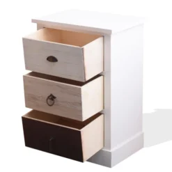 Mobili Rebecca Tables De Chevet Table De Chevet Avec 3 Tiroirs En Bois Blanc Et Marron -Tables De Chevet Soldes table de chevet avec 3 tiroirs en bois blanc et marron 3