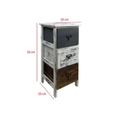 Mobili Rebecca Tables De Chevet Table De Chevet Avec 3 Tiroirs En Bois Blanc Et Marron Et Gris -Tables De Chevet Soldes table de chevet avec 3 tiroirs en bois blanc et marron et gris 3