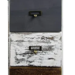 Mobili Rebecca Tables De Chevet Table De Chevet Avec 3 Tiroirs En Bois Blanc Et Marron Et Gris -Tables De Chevet Soldes table de chevet avec 3 tiroirs en bois blanc et marron et gris 5