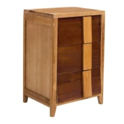 Mobili Rebecca Tables De Chevet Table De Chevet Avec 3 Tiroirs En Bois Brun -Tables De Chevet Soldes table de chevet avec 3 tiroirs en bois brun 2