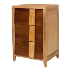 Mobili Rebecca Tables De Chevet Table De Chevet Avec 3 Tiroirs En Bois Brun -Tables De Chevet Soldes table de chevet avec 3 tiroirs en bois brun 3