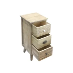 Mobili Rebecca Tables De Chevet Table De Chevet Avec 3 Tiroirs En Bois Marron Clair -Tables De Chevet Soldes table de chevet avec 3 tiroirs en bois marron clair 4