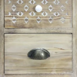 Mobili Rebecca Tables De Chevet Table De Chevet Avec 3 Tiroirs En Bois Marron Clair -Tables De Chevet Soldes table de chevet avec 3 tiroirs en bois marron clair 5