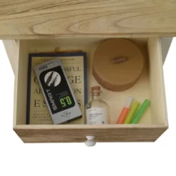 Mobili Rebecca Tables De Chevet Table De Chevet Avec 3 Tiroirs En Bois Naturel Et Blanc -Tables De Chevet Soldes table de chevet avec 3 tiroirs en bois naturel et blanc 2