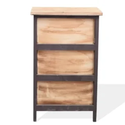 Mobili Rebecca Tables De Chevet Table De Chevet Avec 3 Tiroirs En Bois Naturel Et Noir -Tables De Chevet Soldes table de chevet avec 3 tiroirs en bois naturel et noir 5