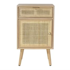 Casâme Tables De Chevet Table De Chevet Avec Cannage, Plaquée Frêne H71cm - Beige