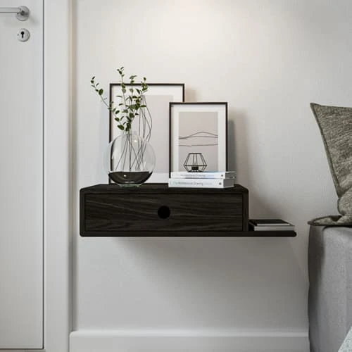 WOODEK Tables De Chevet Table De Chevet Avec étagère à Droite En Hêtre Noir 4 WOODEK Tables De Chevet Table De Chevet Avec étagère à Droite En Hêtre Noir – Image 2