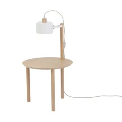 DIZY Design Tables De Chevet Table De Chevet Avec Lampe En Chêne Et Métal Blanc