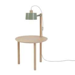 DIZY Design Tables De Chevet Table De Chevet Avec Lampe En Chêne Et Métal Vert