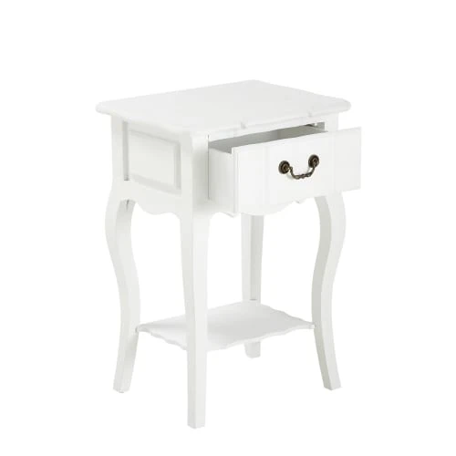 Maisons Du Monde Tables De Chevet Table De Chevet Avec Tiroir En Bois De Paulownia Blanche L 44 Cm 5 Maisons Du Monde Tables De Chevet Table De Chevet Avec Tiroir En Bois De Paulownia Blanche L 44 Cm â Image 3