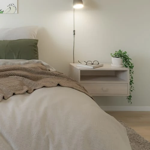 WOODEK Tables De Chevet Table De Chevet Avec Tiroir En Bouleau Blanc 5 WOODEK Tables De Chevet Table De Chevet Avec Tiroir En Bouleau Blanc – Image 3