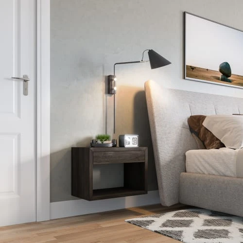 WOODEK Tables De Chevet Table De Chevet Avec Tiroir En Hêtre Noir Grand 4 WOODEK Tables De Chevet Table De Chevet Avec Tiroir En Hêtre Noir Grand – Image 2