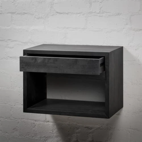 WOODEK Tables De Chevet Table De Chevet Avec Tiroir En Hêtre Noir Grand 8 WOODEK Tables De Chevet Table De Chevet Avec Tiroir En Hêtre Noir Grand – Image 6