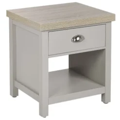 Beliani Tables De Chevet Table De Chevet Avec Tiroir Gris Et Effet Bois Clair