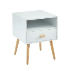 Baita Tables De Chevet Table De Chevet Blanc 1 Tiroir 40cm -Tables De Chevet Soldes table de chevet blanc 1 tiroir 40cm 2