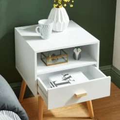 Baita Tables De Chevet Table De Chevet Blanc 1 Tiroir 40cm -Tables De Chevet Soldes table de chevet blanc 1 tiroir 40cm 3