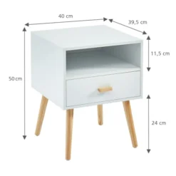Baita Tables De Chevet Table De Chevet Blanc 1 Tiroir 40cm -Tables De Chevet Soldes table de chevet blanc 1 tiroir 40cm 4