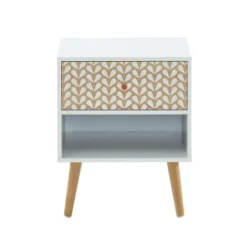 Baita Tables De Chevet Table De Chevet Blanc Et Effet Chêne 1 Tiroir 40cm