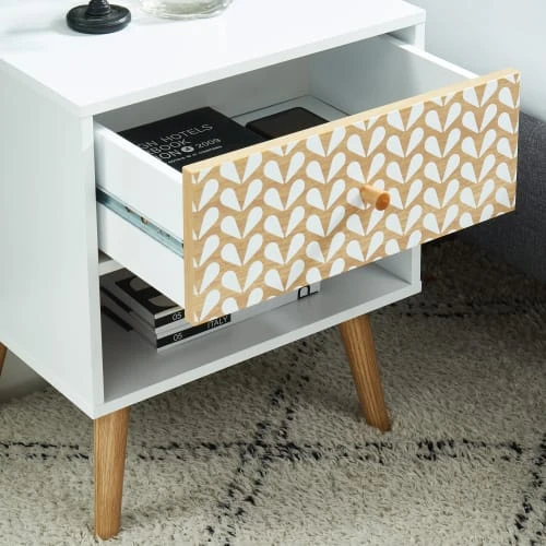 Baita Tables De Chevet Table De Chevet Blanc Et Effet Chêne 1 Tiroir 40cm 6 Baita Tables De Chevet Table De Chevet Blanc Et Effet Chêne 1 Tiroir 40cm – Image 4