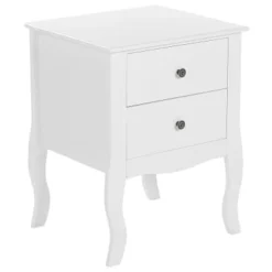 Beliani Tables De Chevet Table De Chevet Blanche 2 Tiroirs