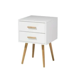 Beliani Tables De Chevet Table De Chevet Blanche 40 Cm -Tables De Chevet Soldes table de chevet blanche 40 cm 2