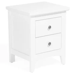 Beliani Tables De Chevet Table De Chevet Blanche à 2 Tiroirs