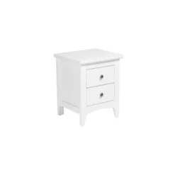 Beliani Tables De Chevet Table De Chevet Blanche à 2 Tiroirs -Tables De Chevet Soldes table de chevet blanche a 2 tiroirs 3