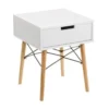 Wadiga Tables De Chevet Table De Chevet Blanche Et Bois Style Scandinave -Tables De Chevet Soldes table de chevet blanche et bois style scandinave
