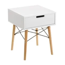 Wadiga Tables De Chevet Table De Chevet Blanche Et Bois Style Scandinave