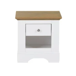 Beliani Tables De Chevet Table De Chevet Blanche Et Effet Bois De Chêne -Tables De Chevet Soldes table de chevet blanche et effet bois de chene 2