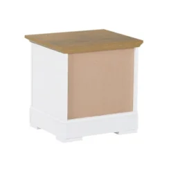 Beliani Tables De Chevet Table De Chevet Blanche Et Effet Bois De Chêne -Tables De Chevet Soldes table de chevet blanche et effet bois de chene 3