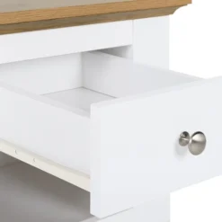 Beliani Tables De Chevet Table De Chevet Blanche Et Effet Bois De Chêne -Tables De Chevet Soldes table de chevet blanche et effet bois de chene 4