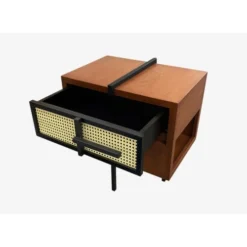 Artecosy Tables De Chevet Table De Chevet Bois Et Métal Noyer -Tables De Chevet Soldes table de chevet bois et metal noyer 1