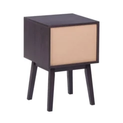 Beliani Tables De Chevet Table De Chevet Bois Foncé Avec Motif Floral -Tables De Chevet Soldes table de chevet bois fonce avec motif floral 3