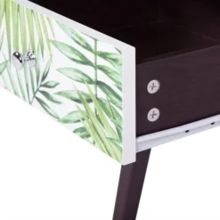 Beliani Tables De Chevet Table De Chevet Bois Foncé Avec Motif Floral -Tables De Chevet Soldes table de chevet bois fonce avec motif floral 4