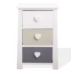 Mobili Rebecca Tables De Chevet Table De Chevet Coeur Avec 3 Tiroirs En MDF Blanc Et Beige Et Gris -Tables De Chevet Soldes table de chevet coeur avec 3 tiroirs en mdf blanc et beige et gris