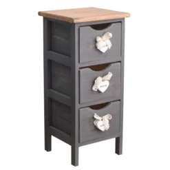 Mobili Rebecca Tables De Chevet Table De Chevet Coeur étroit Avec 3 Tiroirs En Bois Gris Et Brun -Tables De Chevet Soldes table de chevet coeur etroit avec 3 tiroirs en bois gris et brun 3