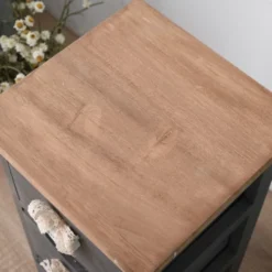 Mobili Rebecca Tables De Chevet Table De Chevet Coeur étroit Avec 3 Tiroirs En Bois Gris Et Brun -Tables De Chevet Soldes table de chevet coeur etroit avec 3 tiroirs en bois gris et brun 5